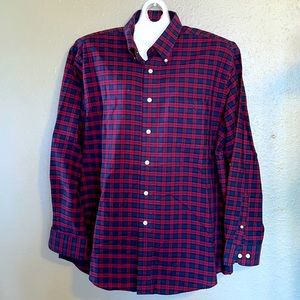 Men’s red/navy button down dress shirt